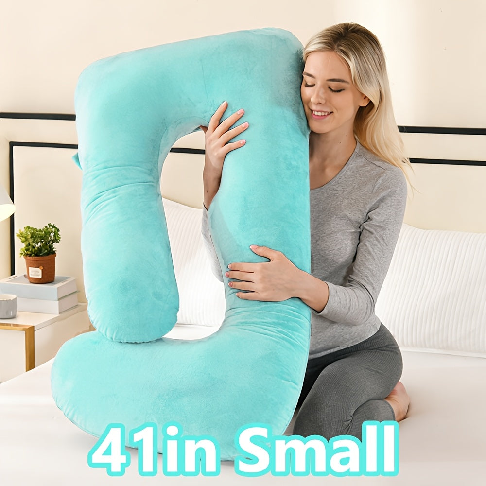 Oreiller de maternité en forme de J, coussin de grossesse corps entier avec taie d'oreiller – soutien du dos, des jambes et du ventre pour un sommeil réparateur, tailles 41" et 60", coloris et tissus variés, idéal comme cadeau de naissance