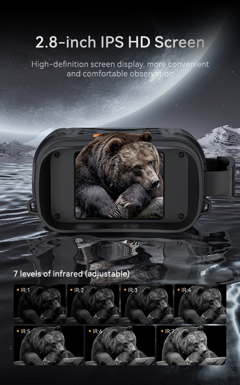 Jumelles de vision nocturne 4K pour adultes – Zoom numérique 10x, écran HD 2,8", illuminateur infrarouge 7 niveaux, photo et vidéo 12 MP, rechargeables – Parfaites pour la chasse, le bateau et l'exploration en plein air, cadeau pour hommes