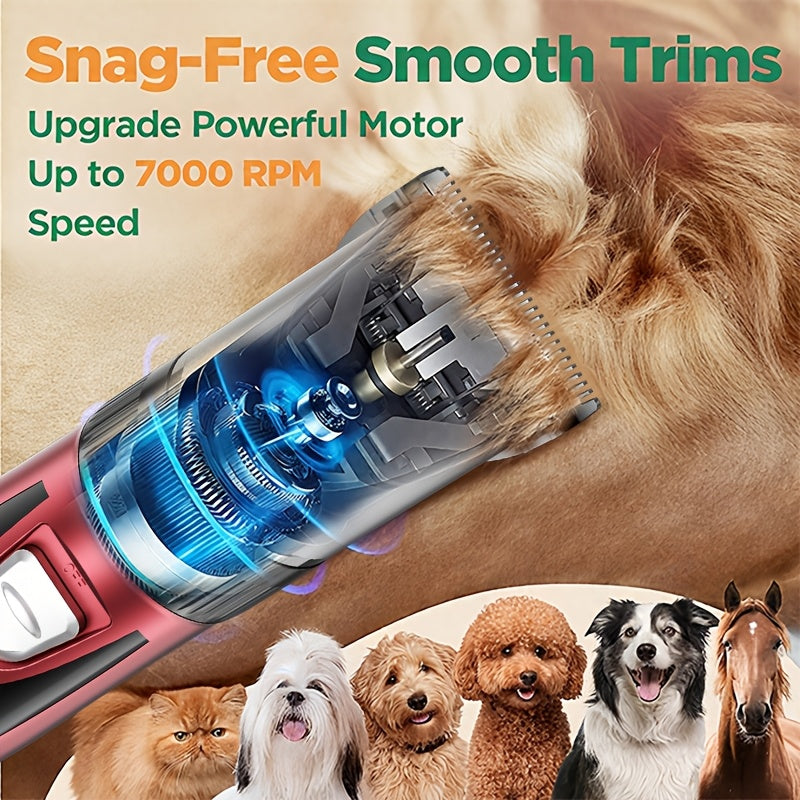 Kit de toilettage pour chien, tondeuse électrique sans fil silencieuse – batterie au lithium rechargeable, tondeuse pour poils épais avec ciseaux et peigne pour chiens et chats de petite et grande taille, plusieurs options de kit disponibles