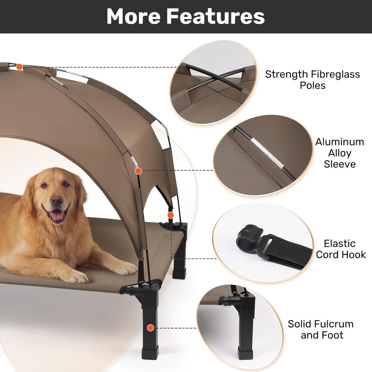 Elevated Dog Bed with Removable Canopy Shade Tent β Portable Raised Outdoor Cooling Pet Cot for Dogs & Cats, Breathable Mesh, Lightweight Foldable Design for Camping, Yard & Patio