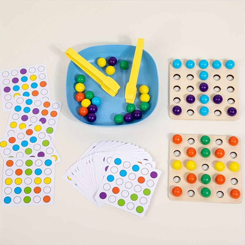 Jeu de compétition de ramassage de perles en bois pour enfants et famille - Jouet éducatif de motricité fine, jeu d'adresse avec baguettes, cadeau amusant pour garçons et filles de 3 ans et plus, cadeau d'Halloween, de Noël ou d'anniversaire