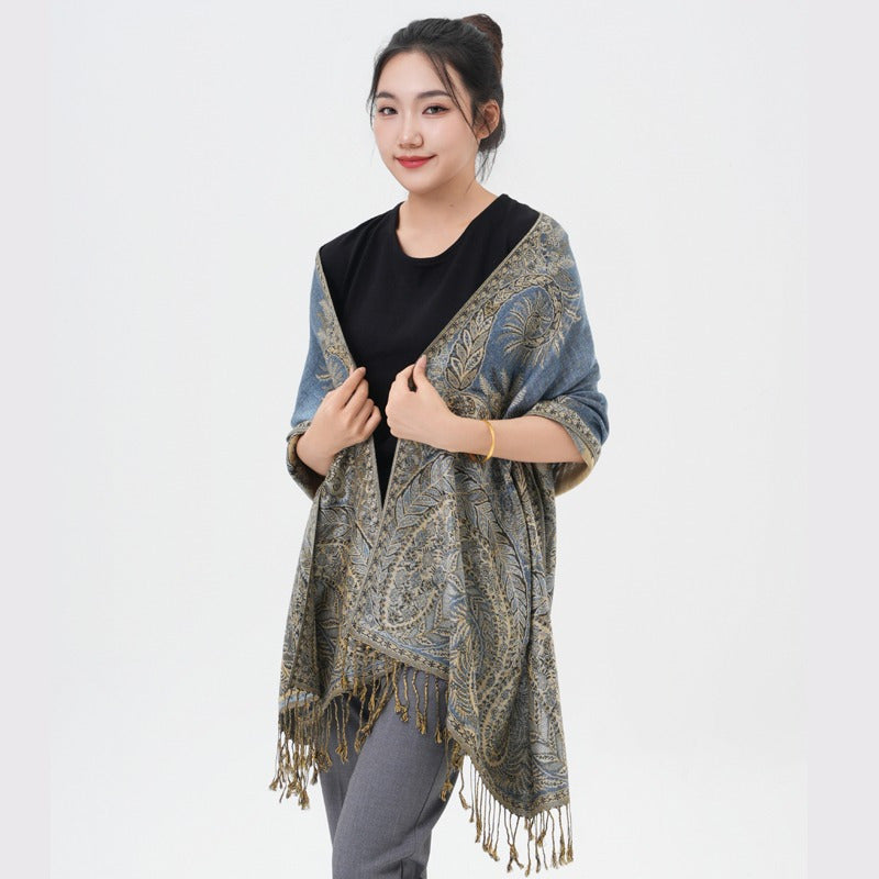 Écharpe pashmina à motif cachemire « queue de phénix » – Châle enveloppant épais et chaud pour femme, tissu doux et luxueux disponible en 17 couleurs éclatantes, polyvalent pour les événements formels, le quotidien et les cadeaux