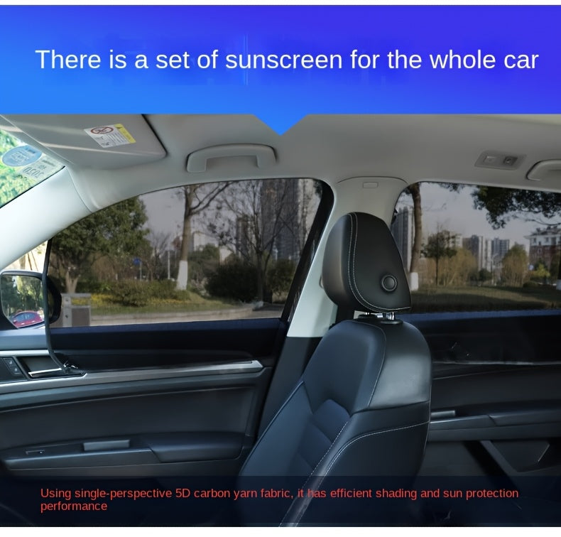 Rideaux de soleil magnétiques pour voiture, lot de 4 - Filet noir anti-UV et isolation thermique, installation facile sur vitres et pare-brise, ajustement universel pour voitures, SUV et camions