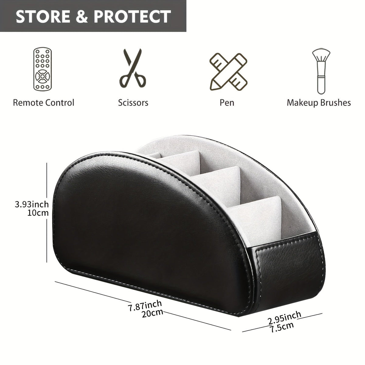 Organisateur de bureau avec 5 compartiments pour télécommandes – Boîte de rangement de chevet pour télécommandes TV, stylos, lunettes, fournitures de bureau et accessoires domestiques