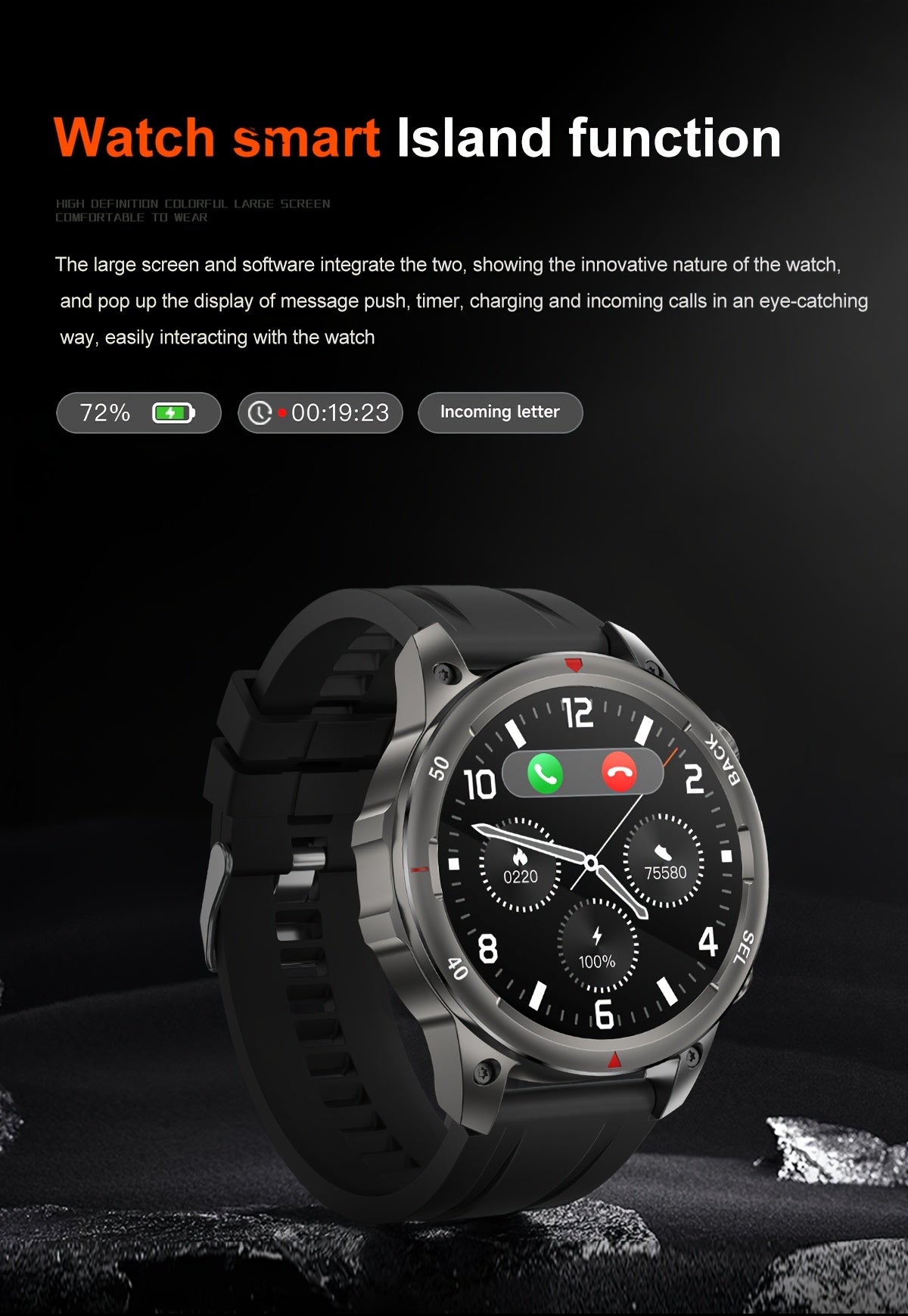 Montre connectée GPS pour homme – Écran HD 360×360, commande vocale IA, appels sans fil, NFC, boussole, éclairage LED, suivi de trajectoire, tracker de fitness pour sports de plein air, cadeau pour la fête des Pères