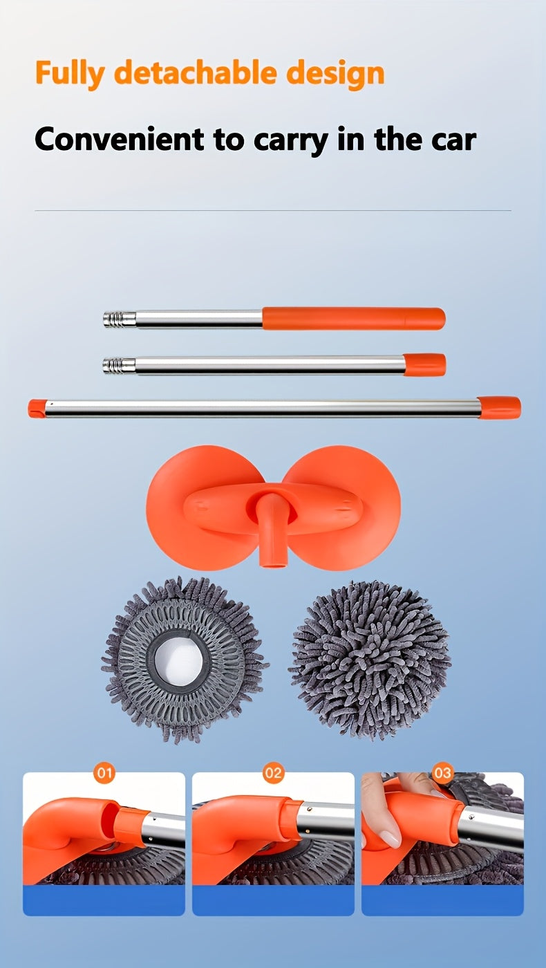 Ensemble balai et brosse de nettoyage pour voiture en microfibre réglable – Balai de lavage à manche télescopique pour voitures et camions, brosse en microfibre douce pour un nettoyage extérieur sans rayures, une brillance impeccable à chaque fois