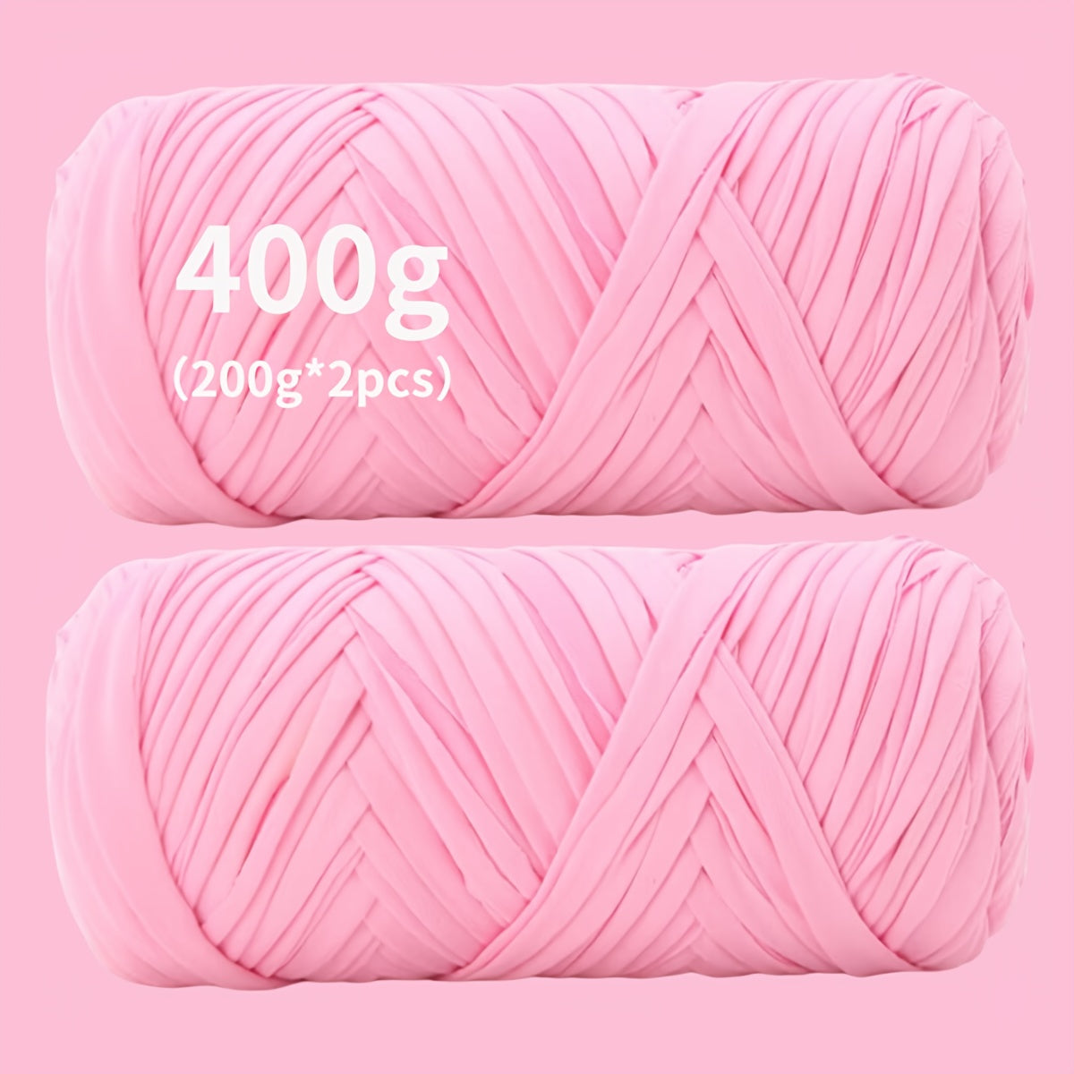 Fil de coton pour t-shirt 400 g (2 x 200 g) mélange de coton épais en 49 couleurs – Fil épais et doux pour paniers au crochet, sacs, tapis, projets de macramé et tricot – Fil de loisirs créatifs idéal pour les débutants