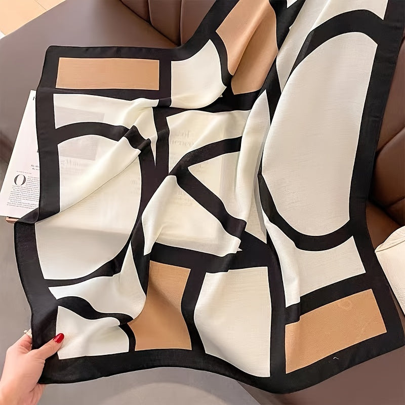 Écharpe et châle color-block en viscose pour femme – Accessoire doux et respirant à motif géométrique, coupe-vent et protection solaire pour les sorties décontractées et les voyages, léger, facile d'entretien et lavable à la main, beige kaki orange