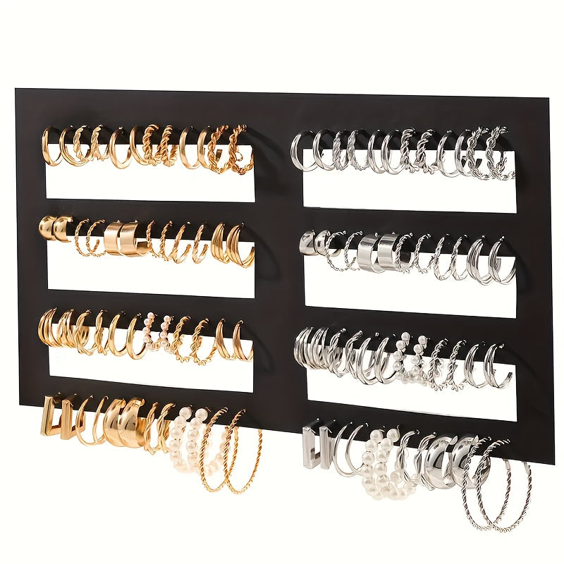 Lot de 48 paires de créoles pour femme, design géométrique et cœur élégant avec perles fantaisie et tiges en acier inoxydable pour le quotidien, les fêtes et les cadeaux