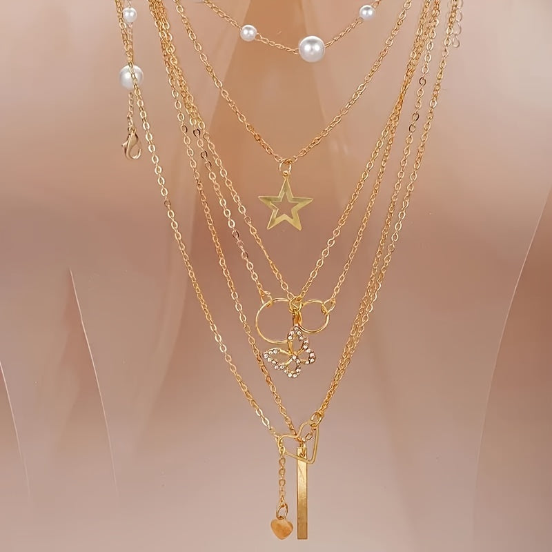 Ensemble de 86 bijoux fantaisie avec perles pour femme – Collier, bracelet, bagues et boucles d'oreilles avec breloques cœur, papillon, étoile et lune, accessoires de mode bohème pour fête, vacances, rendez-vous ou usage quotidien, idée cadeau