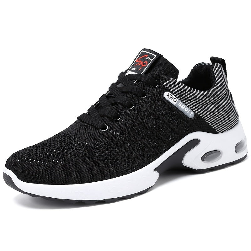 Baskets de sport à coussin d'air pour hommes – Chaussures décontractées à lacets respirantes avec semelle antidérapante, noir et blanc ou noir et bleu, pointures US 6,5–11,5, style urbain sportif