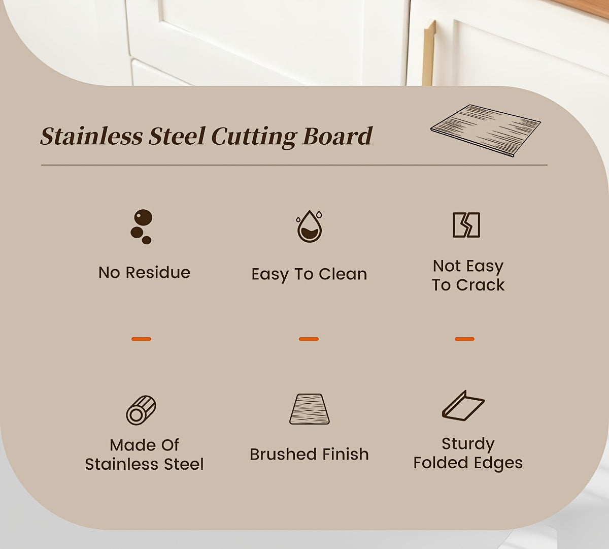Planche à découper en acier inoxydable 304 – Billot de cuisine antirouille, facile à nettoyer, disponible en 3 tailles (40 cm × 30 cm, 50 cm × 40 cm, 60 cm × 40 cm)