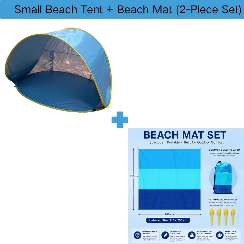 Tente de plage pop-up portative – Abri solaire anti-UV à installation rapide, ultra-léger (moins de 50 g/m²) pour la plage, la randonnée, le camping, les voyages en famille, parasol et auvent d'extérieur