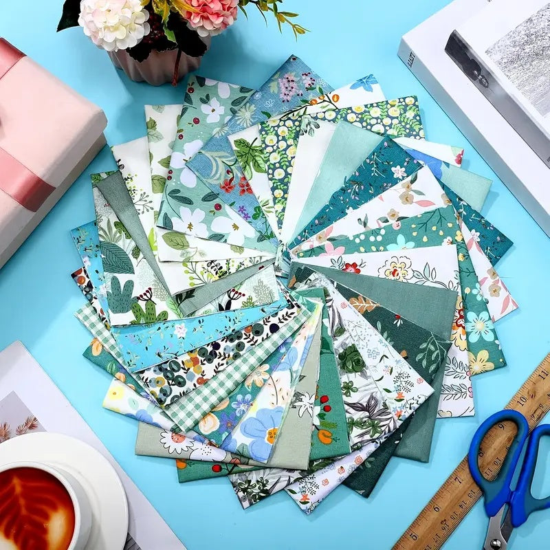 70 pièces de tissu pour patchwork prédécoupées 25x25 cm - Lot de tissus à motifs floraux, saisonniers et multicolores, mélange de coton doux et lavable pour courtepointes, loisirs créatifs, couture, décorations de fêtes et projets DIY