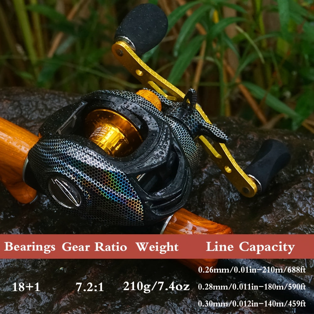 Moulinet de pêche casting ultra-léger avec système de frein magnétique, puissance de frein maximale de 22 lb – Moulinet profil bas ergonomique pour eau douce et eau de mer, gaucher et droitier, ratio de récupération fluide