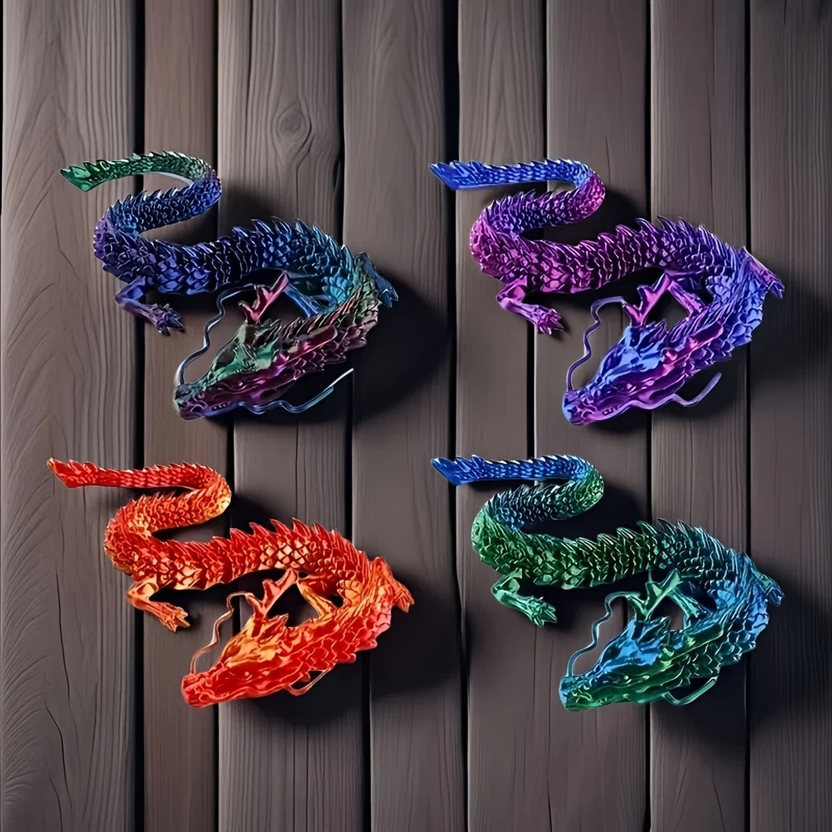 Ensemble de 4 figurines de dragon en cristal imprimées en 3D, objets de collection, décoration moderne pour maison ou bureau, sculpture en cristal, cadeau artistique pour collectionneurs de dragons, 14 ans et plus
