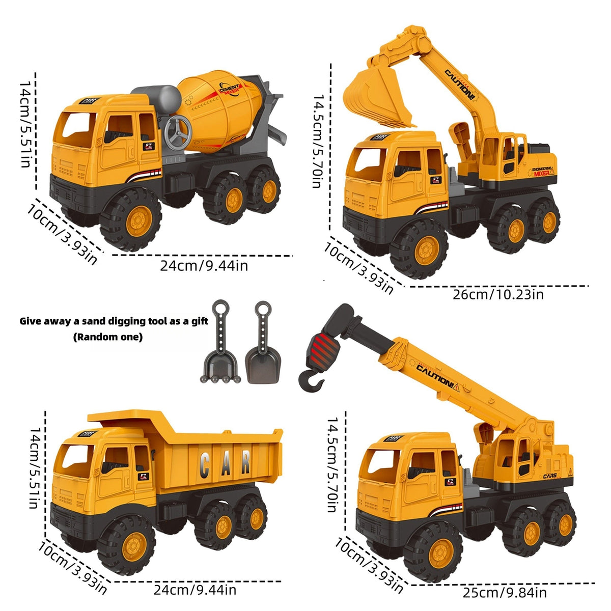 Grand engin de chantier jouet pour enfants - Choisissez entre pelleteuse, grue, camion bétonnière ou chargeuse | Camion de simulation à commande manuelle, jouet de construction STEM pour garçons dès 3 ans, cadeau d'anniversaire