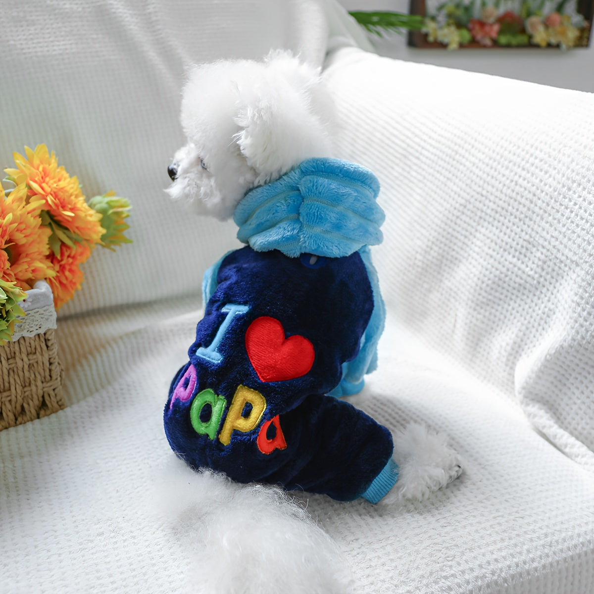 Sweat à capuche « I Love Mommy » pour chien, costume d'hiver chaud pour petits chiens et chats, adorable sweat-shirt à quatre pattes pour l'automne et l'hiver, vêtement transformable pour chien, du XXS au L