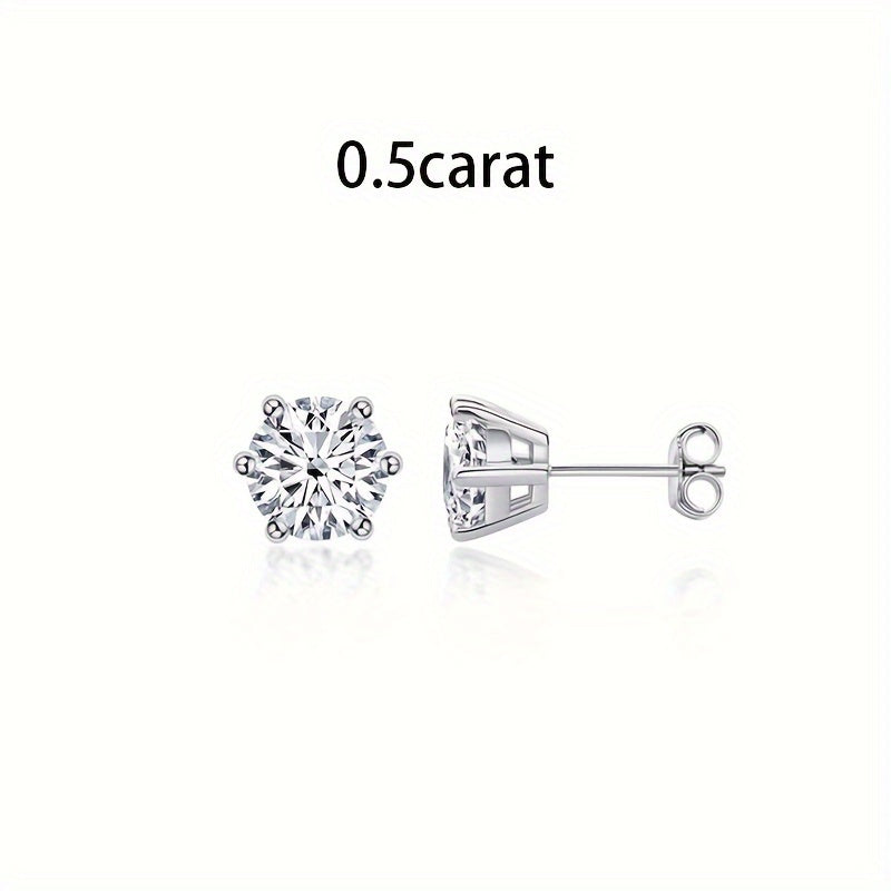 Boucles d'oreilles puces en argent sterling S925 et moissanite pour femme – Style vintage élégant, 0,5 ct, 1 ct, 2 ct, 3 ct, doré et argenté, bijou pour le quotidien ou pour offrir en cadeau