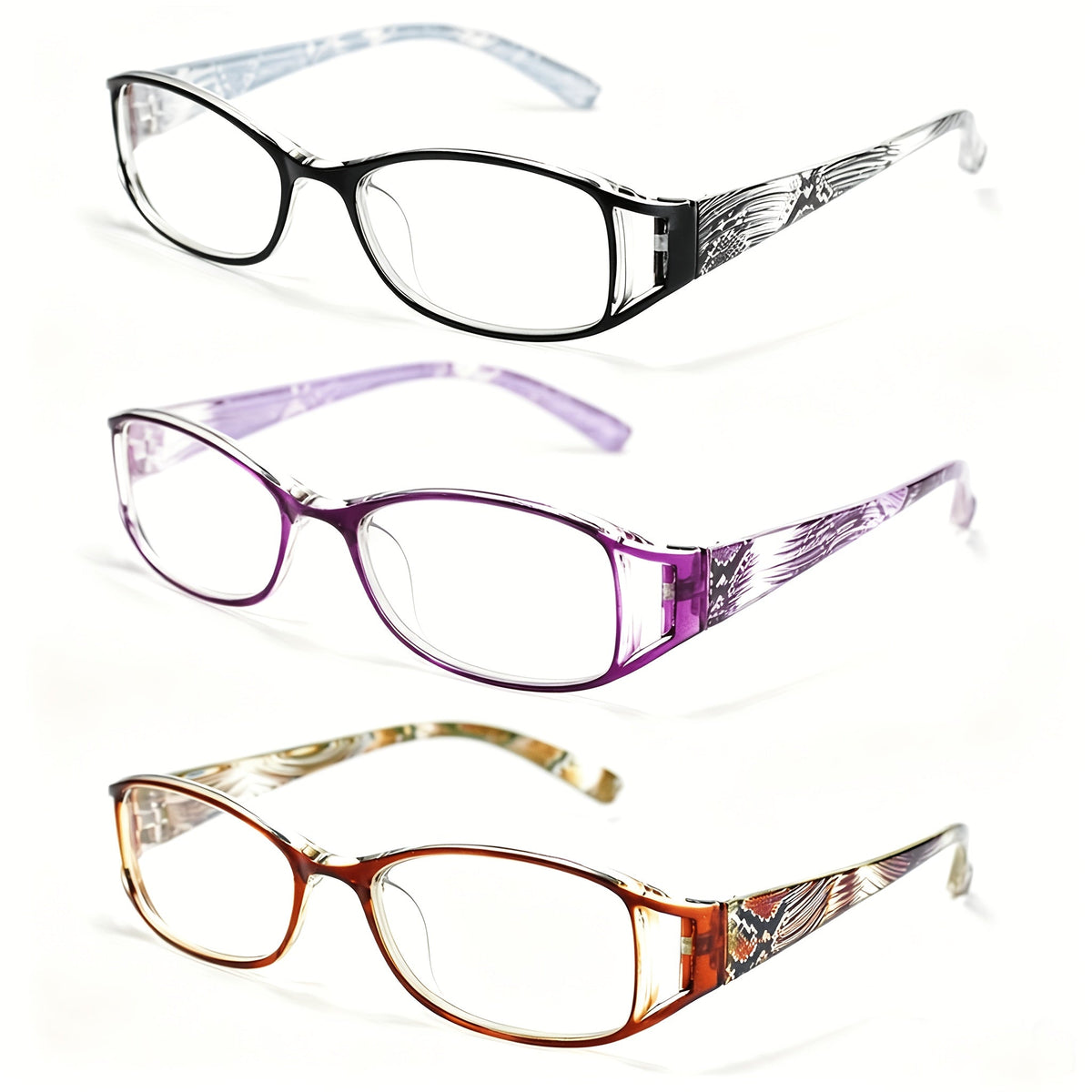 Lot de 3 paires de lunettes de lecture pour femmes, monture ultra-légère à motif floral, lunettes de presbytie élégantes, ensemble combiné, corrections de +1,00 à +4,00, super rapport qualité-prix, cadeau idéal pour femmes