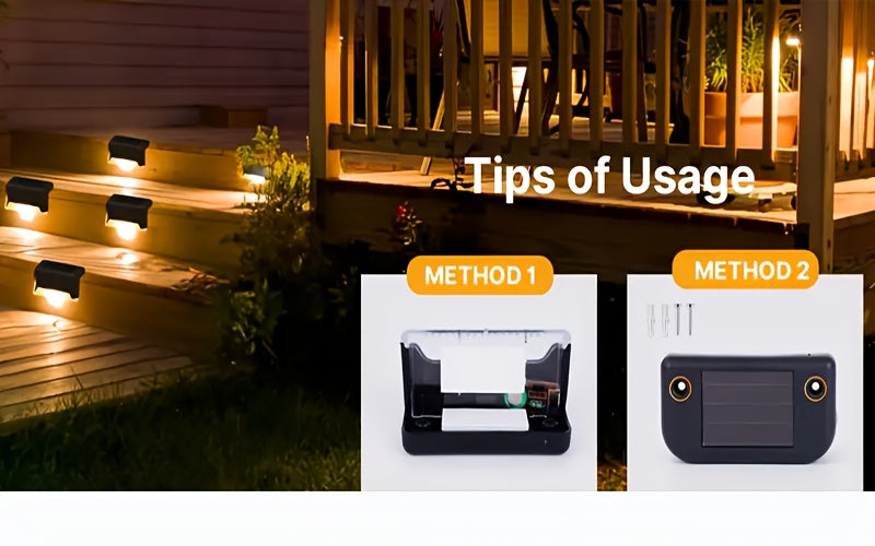Lampes solaires LED pour terrasse, escaliers et marches d'extérieur, allumage/extinction automatique, 12 heures d'éclairage blanc chaud pour clôture, allée, patio, balcon et jardin – ABS résistant aux intempéries, lot de 8, 16 ou 32 – Aucun câblage requis