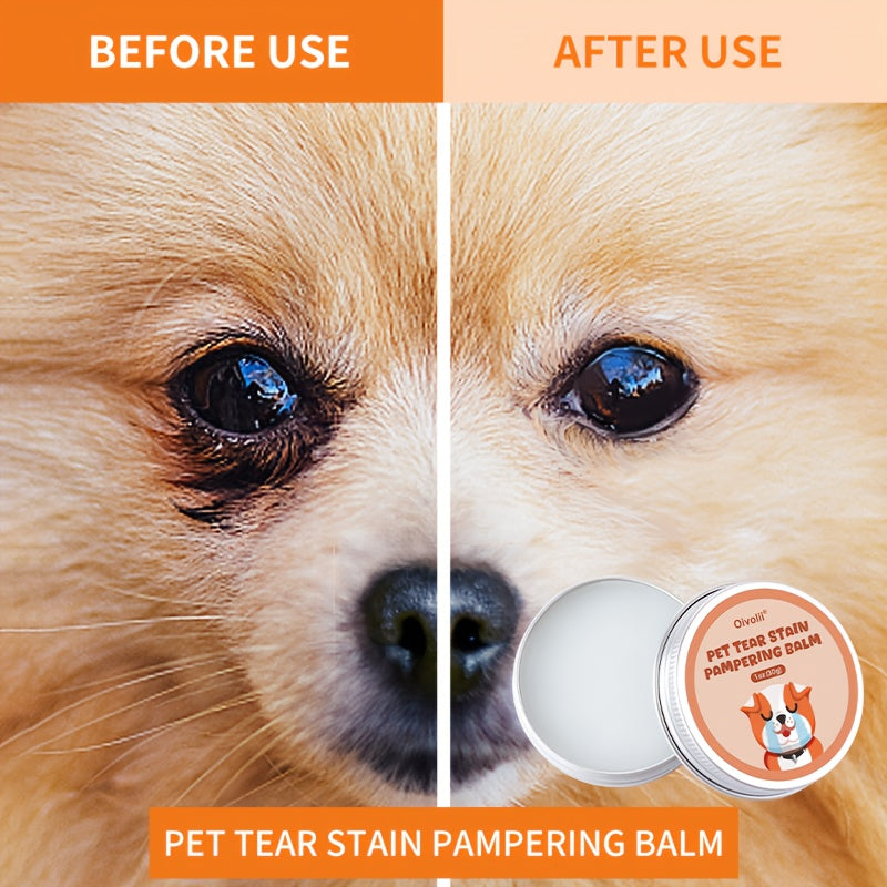 Baume nettoyant pour taches de larmes pour chiens et chats – Nettoyant doux et non irritant, sûr pour le contour des yeux sensible, facile à appliquer, format compact 30g