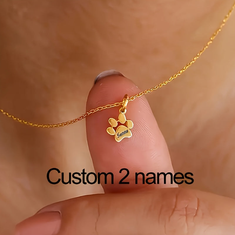 Collier avec empreinte de patte de chien personnalisée – Bijou commémoratif pour animaux de compagnie avec 1 à 5 pattes, cadeau élégant pour les amoureux des animaux pour la Saint-Valentin, Noël et toute l'année