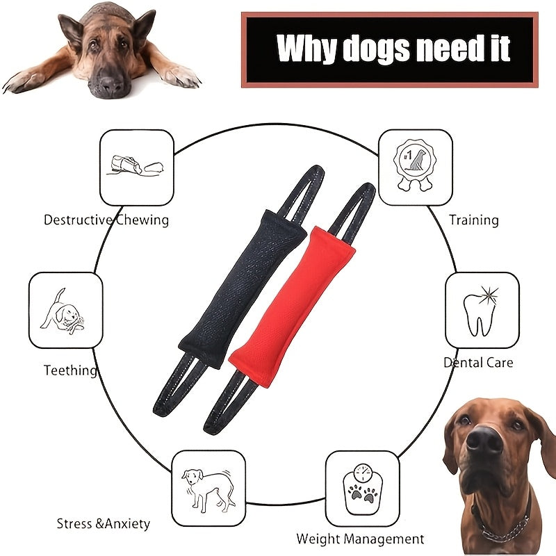 Lot de 2 jouets corde de tir à la corde à deux poignées pour chien – Jouets à mâcher interactifs et ergonomiques pour petits et chiens moyens, jouet à tirer durable pour le nettoyage des dents, pour le renforcement des liens et le dressage, noir et rouge