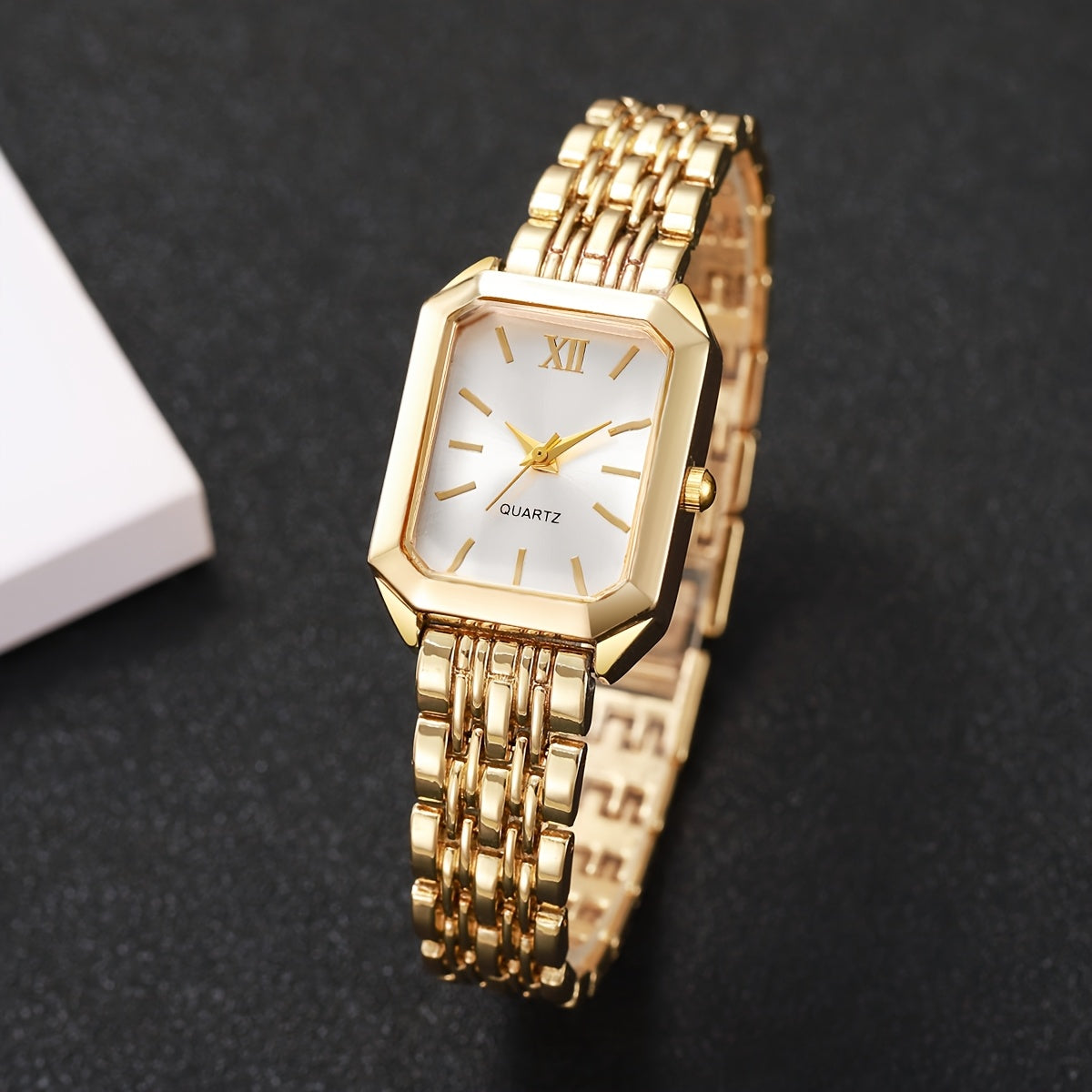 Ensemble de 2 montres pour femmes, montre-bracelet à quartz dorée – Élégante montre analogique pour femme, cadeau décontracté et stylé pour femme, tons or rose et argent