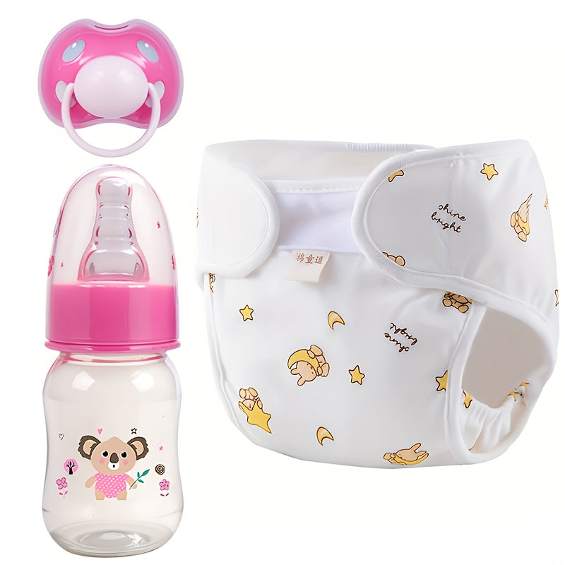 Kit d'accessoires de repas pour poupée reborn avec biberon, couche et tétine, ensemble de soins réaliste pour poupée, compatible avec les poupées reborn et classiques, cadeau idéal d'anniversaire ou de fête pour enfants