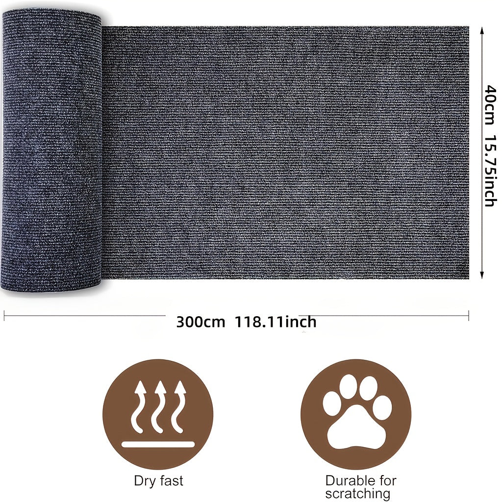 Rouleau de tapis à griffer pour chat autocollant – Ruban protecteur anti-griffures en polyester 40 x 300 cm pour meubles, canapés, portes et murs, adhésif dissuasif durable, protège le rembourrage, 3 couleurs