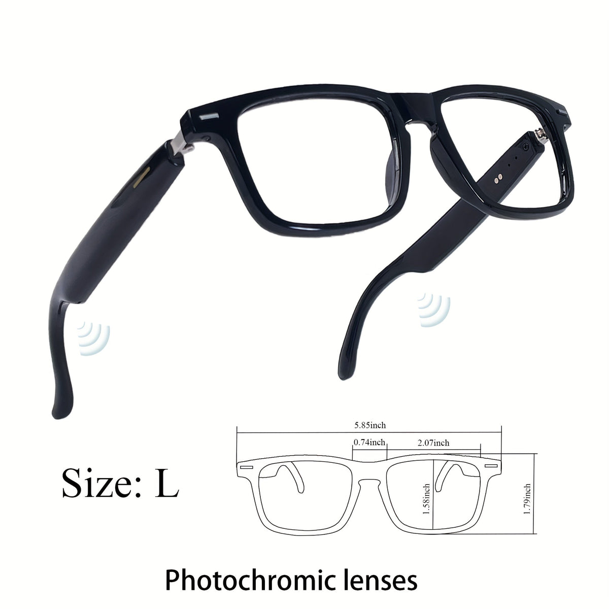 Lunettes intelligentes avec traduction instantanée en 160 langues, assistant GPT, audio Bluetooth 5.2, appels mains libres, lecture de musique, verres photochromiques et anti-lumière bleue – Technologie portable unisexe