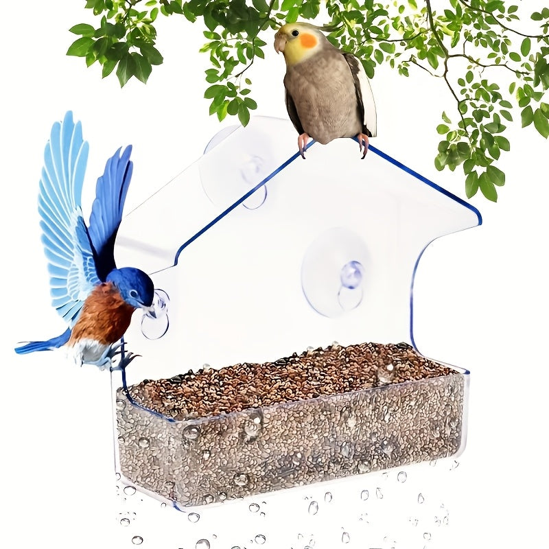 Mangeoire à oiseaux transparente en acrylique à fixation murale par ventouses pour oiseaux sauvages et colibris – Poste d'observation extérieur pour oiseaux avec vue dégagée