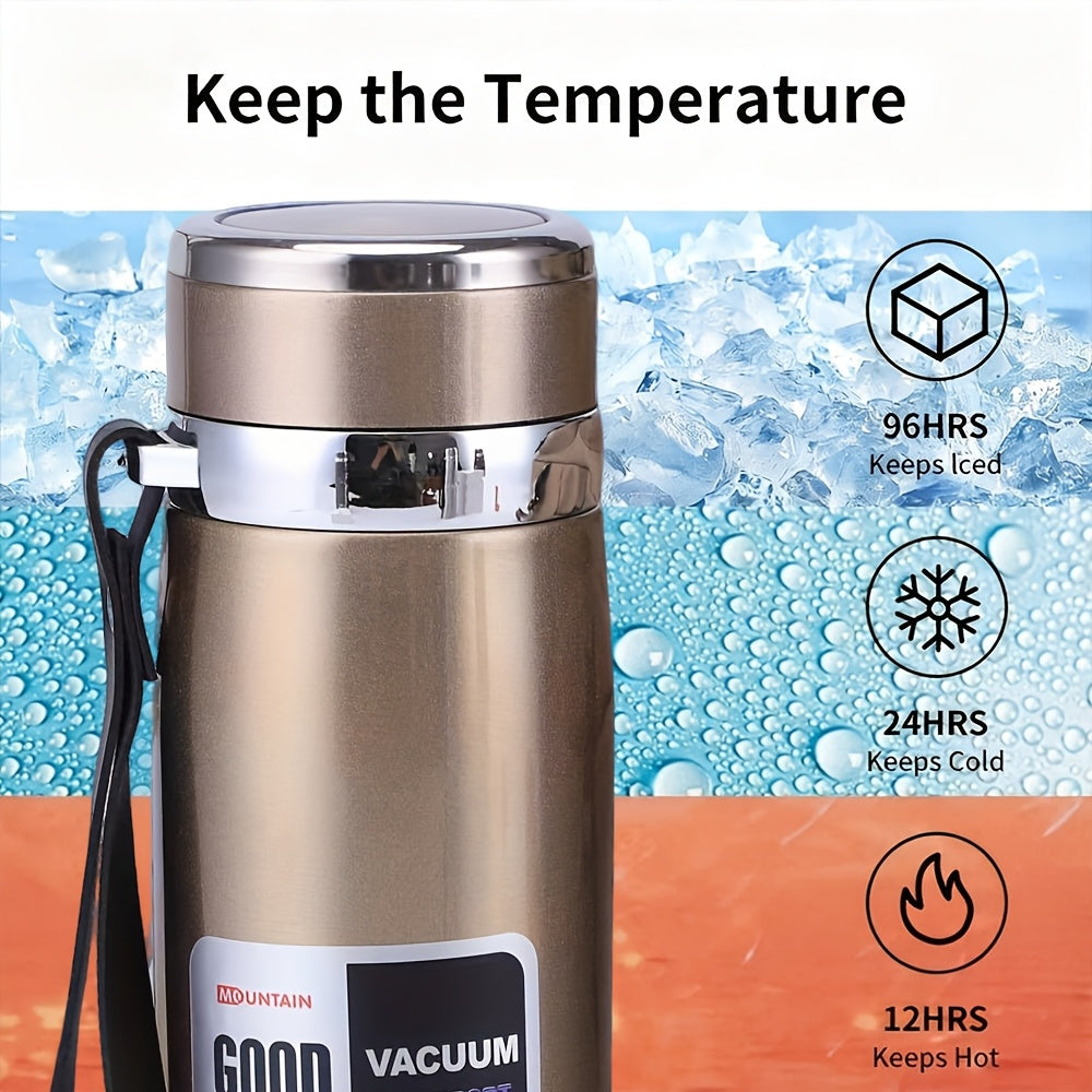 Bouteille d'eau isotherme grande capacité 1 L, gourde sous vide à double paroi en acier inoxydable 316 avec couvercle étanche pour le camping, les voyages, la salle de sport et l'hydratation au quotidien