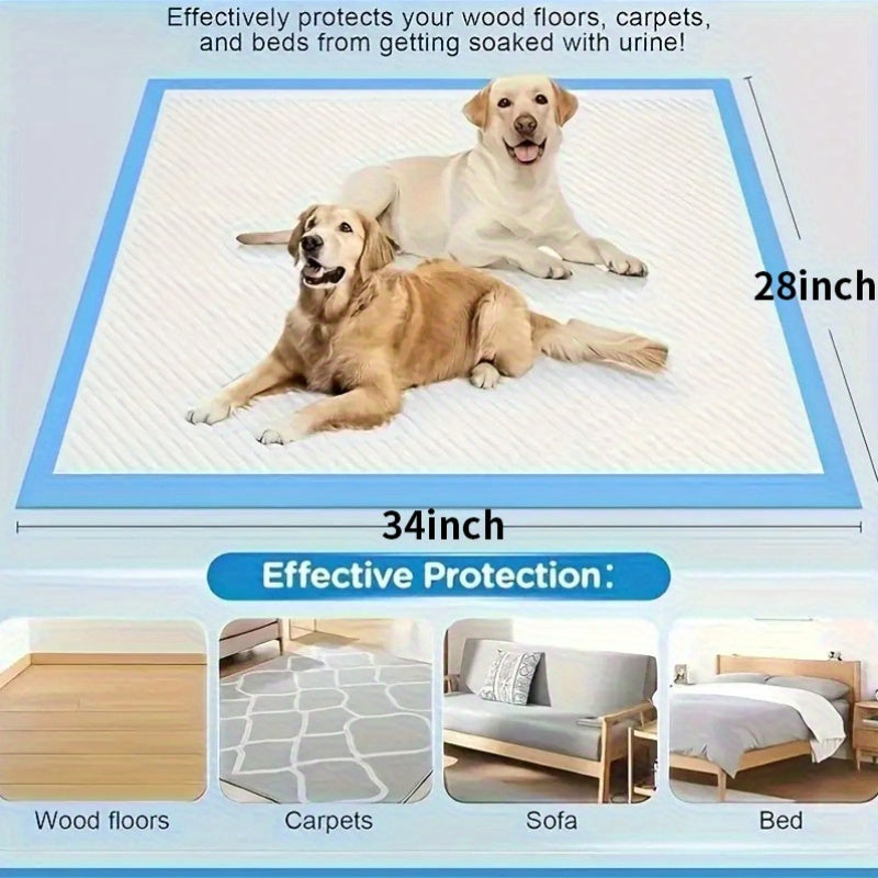 Alèses super absorbantes pour chiens, lot de 80 ou 100, élargies et épaissies - Protections d'apprentissage anti-fuites et anti-odeurs, 71 x 86 cm pour chiens de taille moyenne et grande, indispensables à la maison, en camping et en voyage