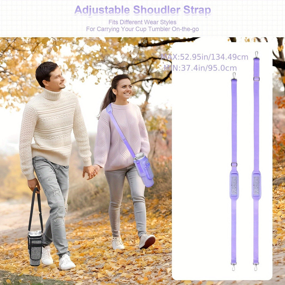 Sac porte-gobelet en néoprène avec poche pour téléphone et bandoulière réglable – Compatible avec les gobelets de 30 et 40 oz, porte-bouteille à clip pour la randonnée, le camping et les sports de plein air, 4 couleurs