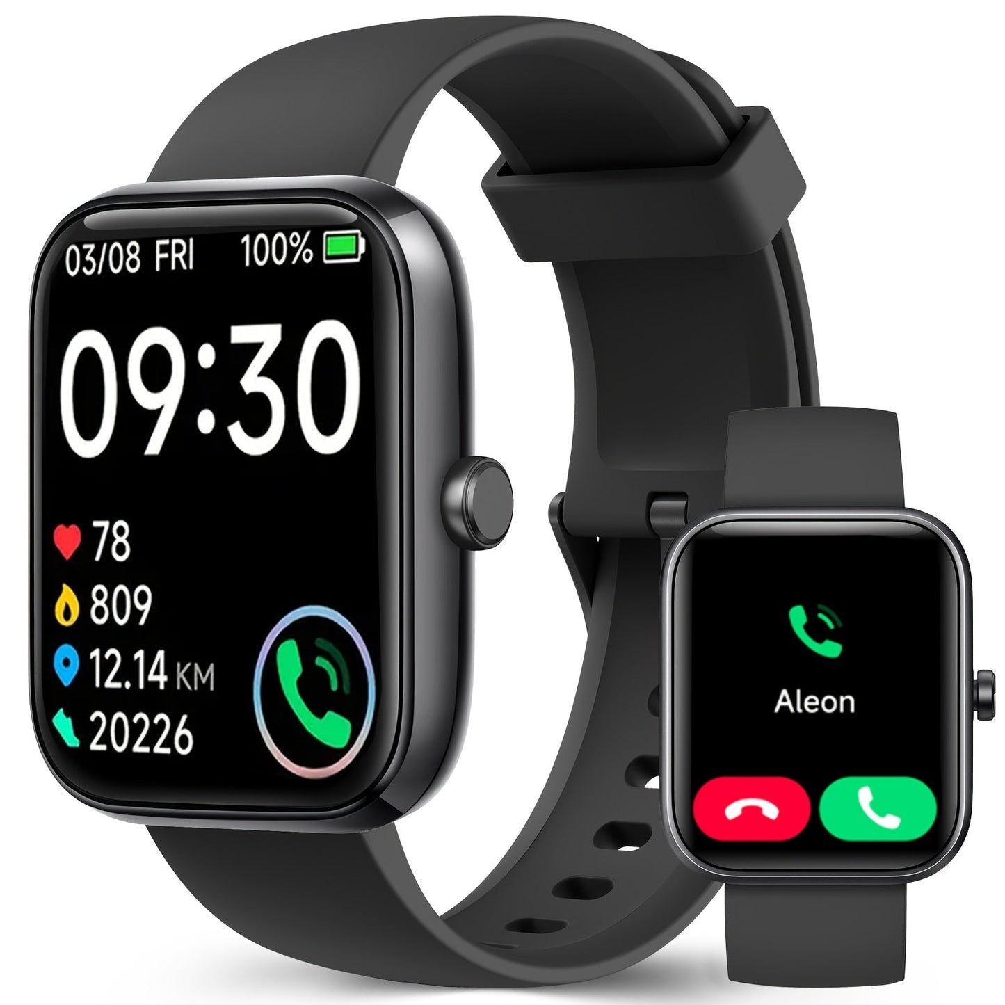 Smartwatch with Alexa Built-In 1.95 Inch Large HD Screen Wireless Bluetooth Calling 100+ Sport Modes Fitness Tracker Pedometer Heart Rate Sleep Monitor – iPhone Android Compatible Unisex Men Women 12 Colors