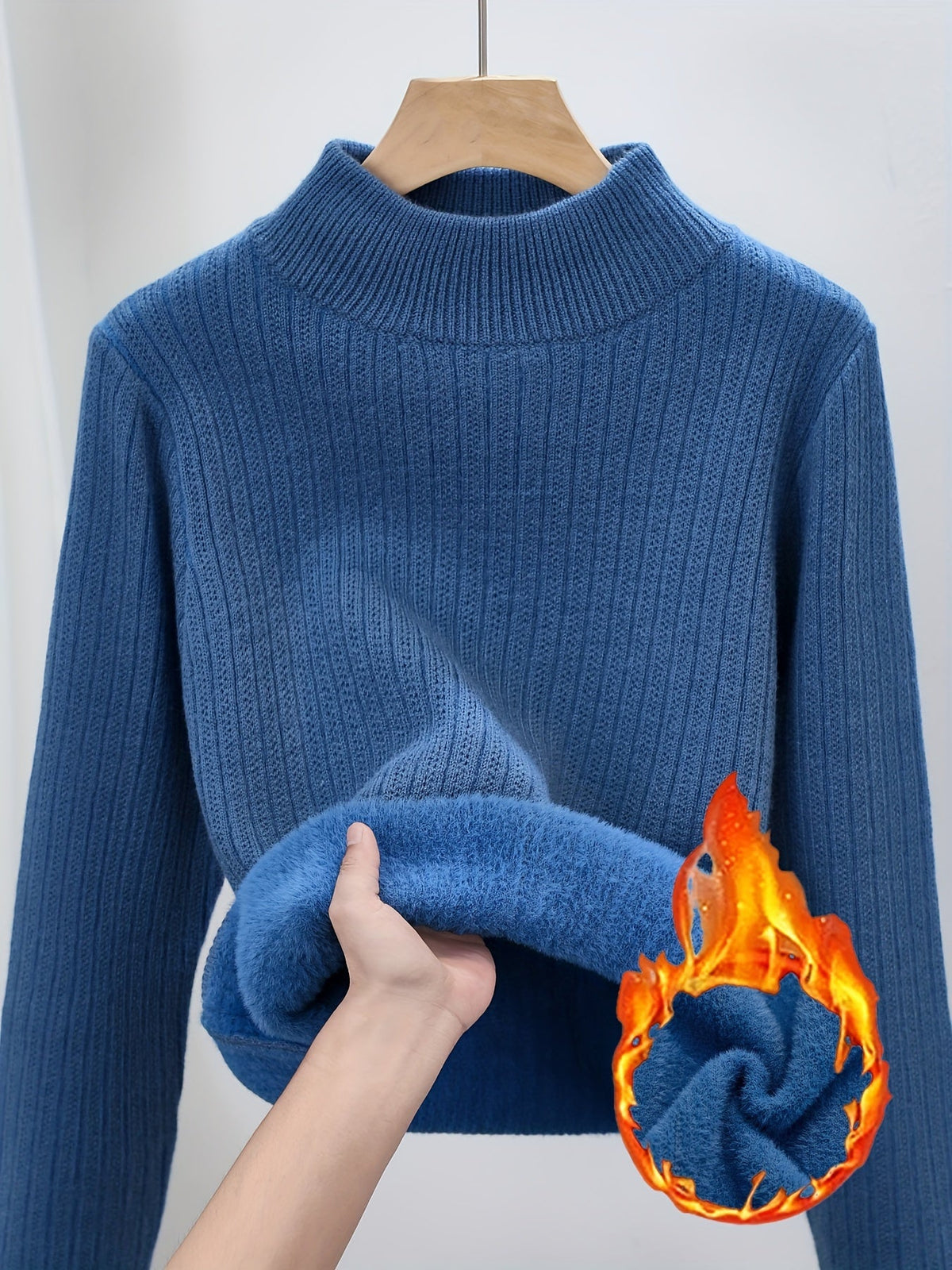 Pull col roulé doublé polaire pour femme, épais et chaud - Pull en maille sans couture à col semi-montant, haut à porter en sous-couche pour l'automne et l'hiver, 11 couleurs, S-XL