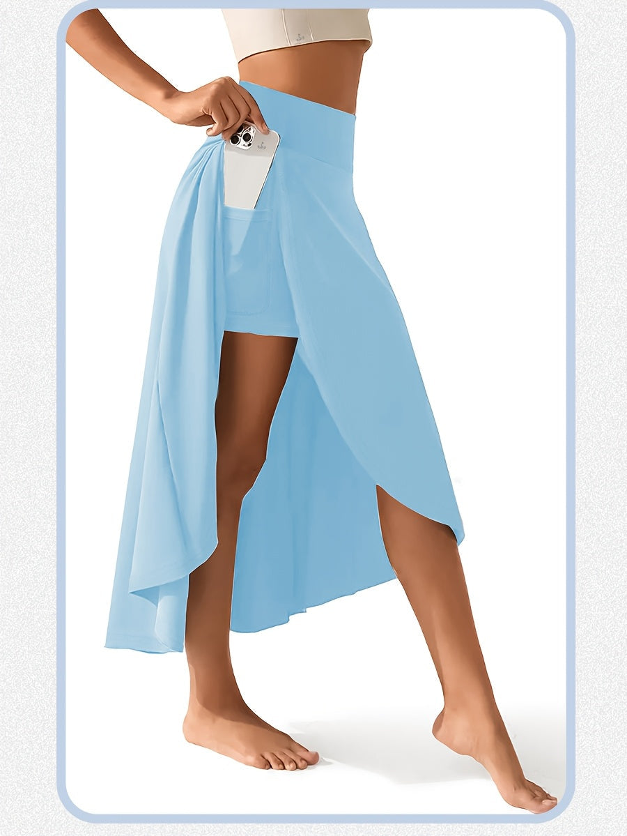 Jupe-short 2 en 1 taille haute pour femme avec short intégré et poches – Jupe de tennis de sport légère et extensible pour le fitness, la gym et le quotidien, XS-XXL, coloris variés