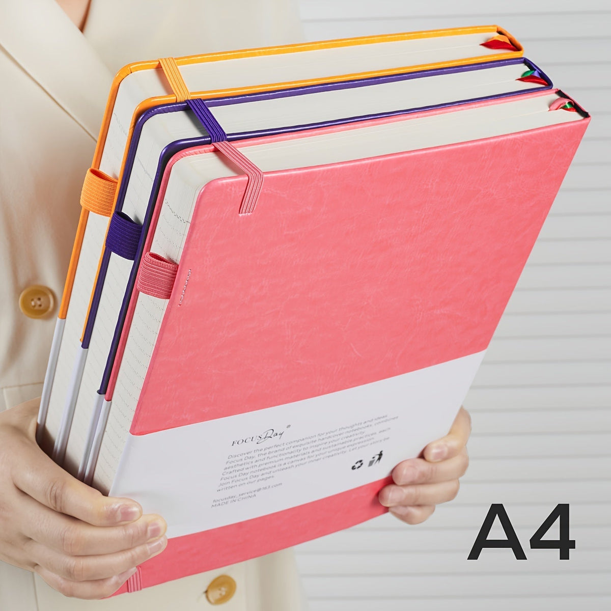 Carnet à couverture rigide A4 320 pages – Grand journal en cuir ligné pour femmes et hommes, papier épais 100 g/m², carnet ligné 21,6 x 28 cm pour le travail, l'école, les études, l'écriture et les affaires, 6 couleurs