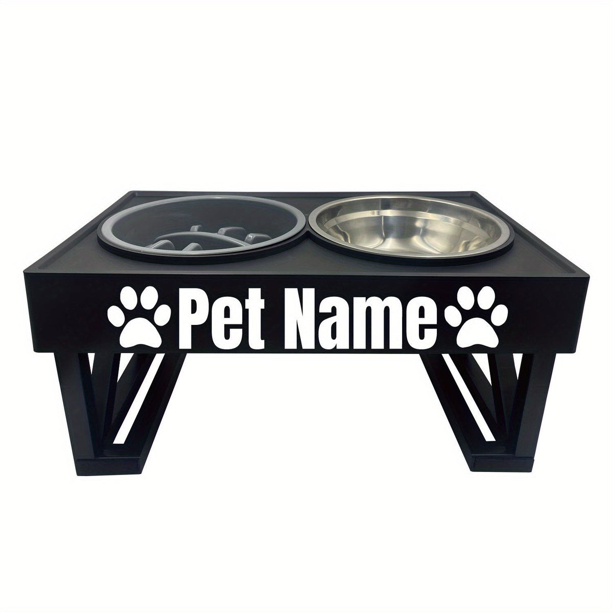 Gamelle surélevée personnalisée en acier inoxydable avec ralentisseur, double bol réglable en hauteur pour nourriture et eau pour chiens et chats de taille moyenne à grande
