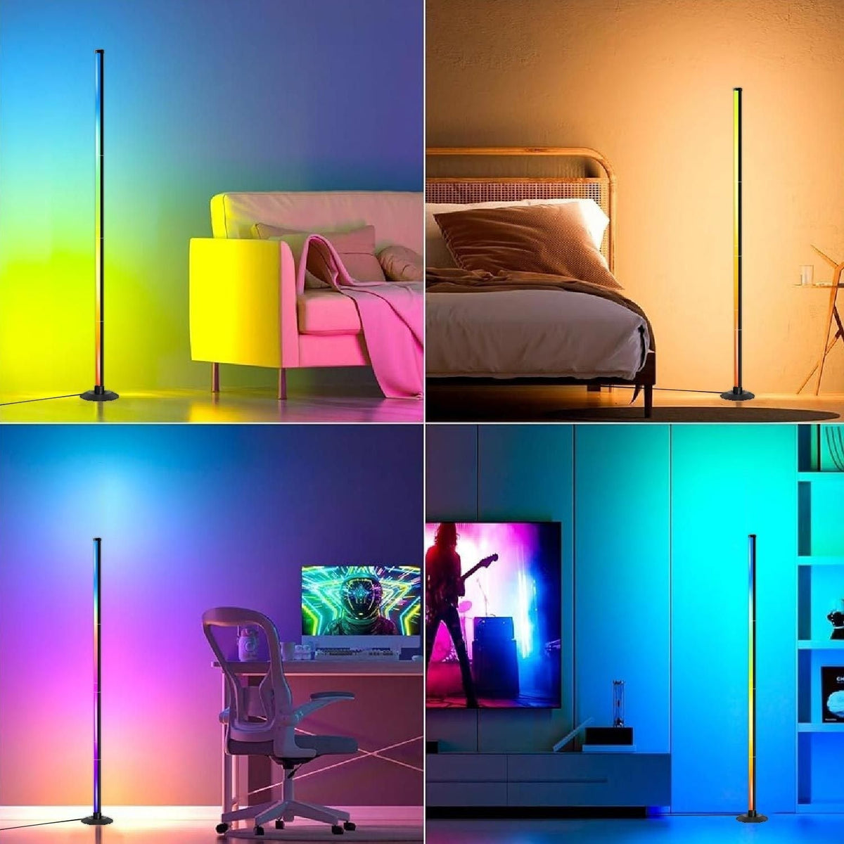 Lampadaire LED intelligent RGBIC avec application et télécommande, éclairage d'ambiance à changement de couleur pour salon, chambre, salle de jeux, bureau, décoration intérieure, cadeau d'anniversaire ou de Noël