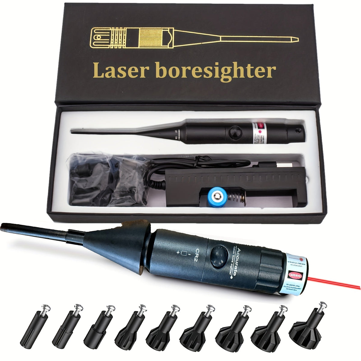 Kit laser de réglage de tir rouge/vert avec 8 ou 32 adaptateurs, universel multi-calibre de 0.17 à 12GA pour fusil, pistolet et fusil de chasse - Outil tactique de mise à zéro d'arme