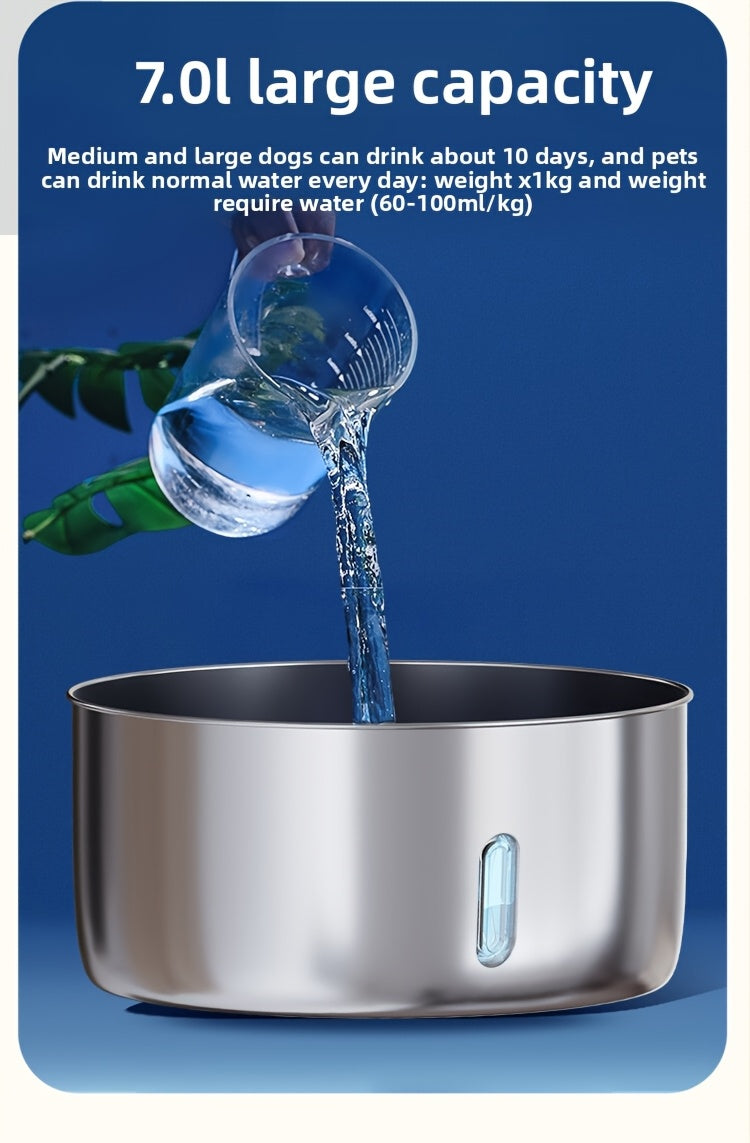 Fontaine à eau pour animaux en acier inoxydable 7 L (236 oz) – Distributeur d'eau automatique pour chats et chiens avec filtres de rechange, alimenté par USB et fenêtre de niveau d'eau – Modèle FT007