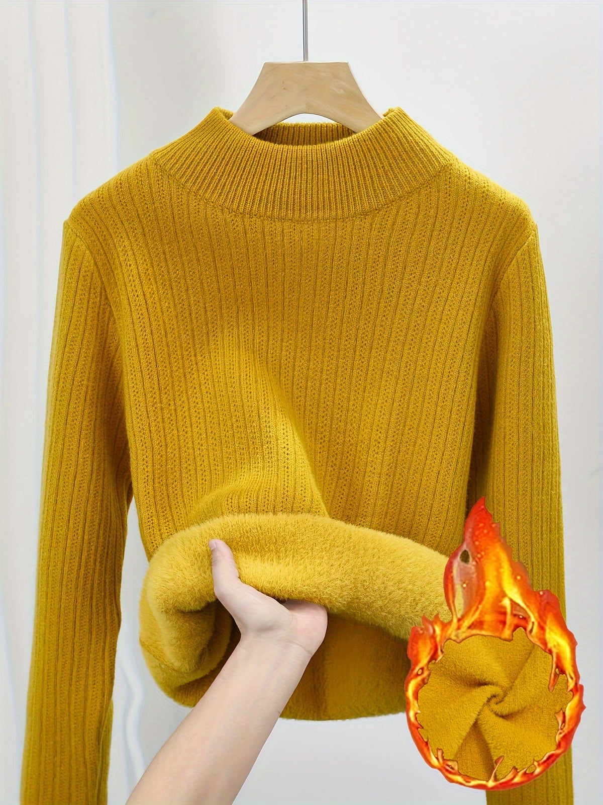 Pull col roulé doublé polaire pour femme, épais et chaud - Pull en maille sans couture à col semi-montant, haut à porter en sous-couche pour l'automne et l'hiver, 11 couleurs, S-XL