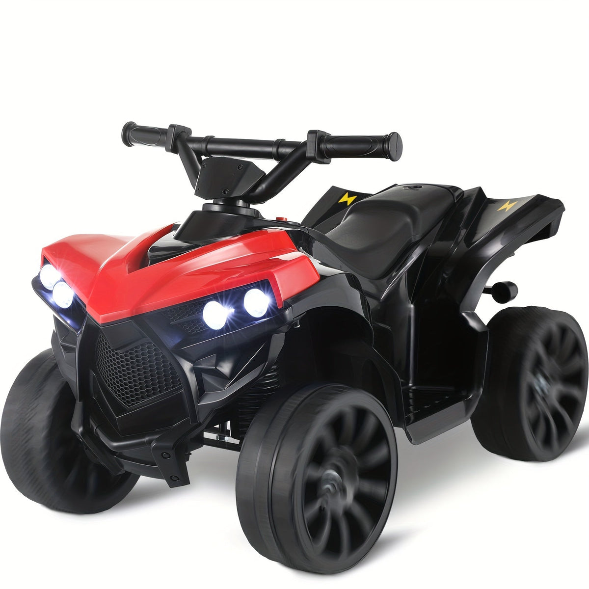 Quad électrique pour enfants avec phares, accélérateur à pédale, pneus tout-terrain antidérapants, capacité de 25 kg, vitesse de 3 km/h, jouet à enfourcher pour garçons et filles de 3 à 6 ans, cadeau d'anniversaire et de Noël, bleu, noir, rose, rouge