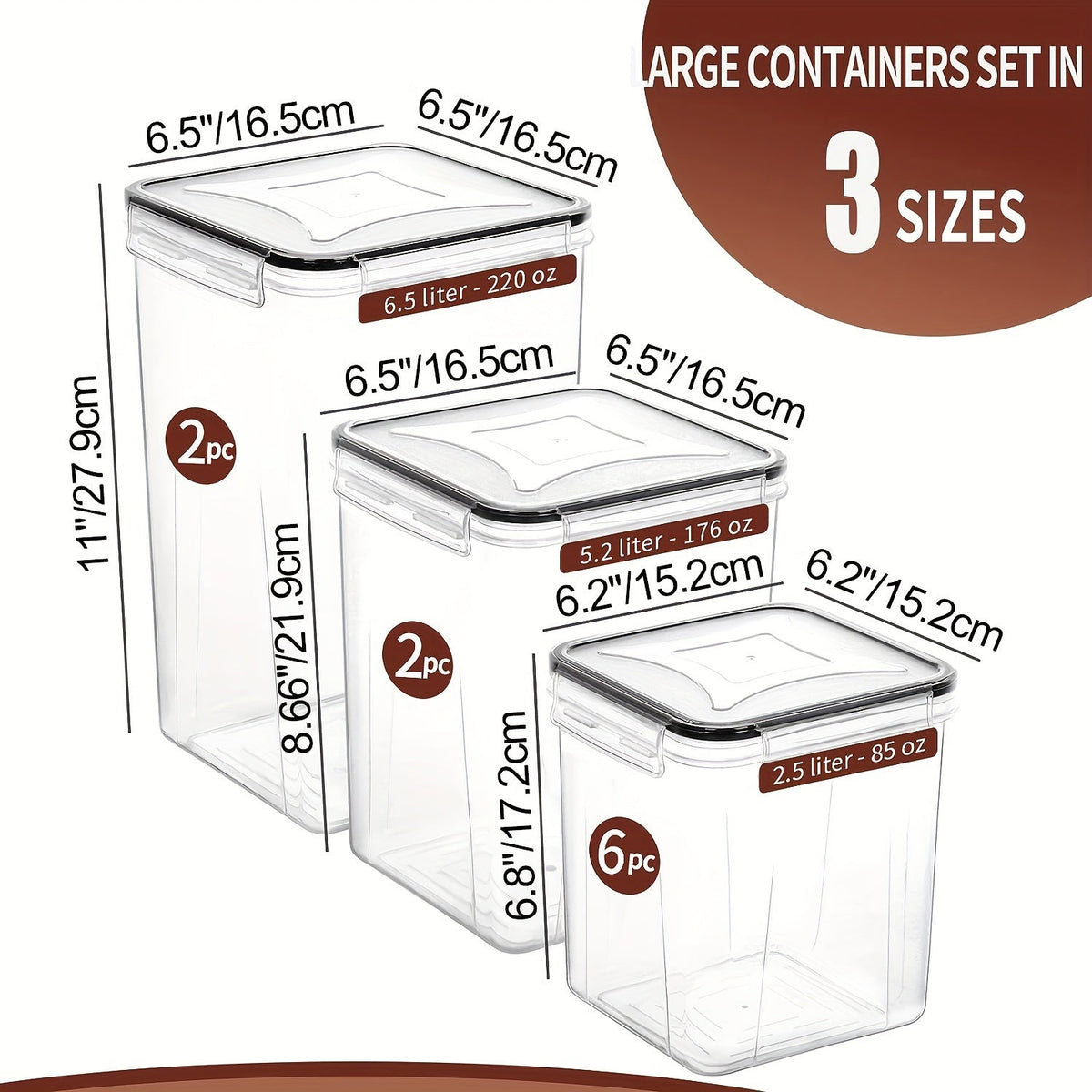 Lot de 10 récipients hermétiques de conservation des aliments avec couvercles – Organiseurs sans BPA pour céréales, farine, sucre et riz, inclut verre doseur, étiquettes et feutre