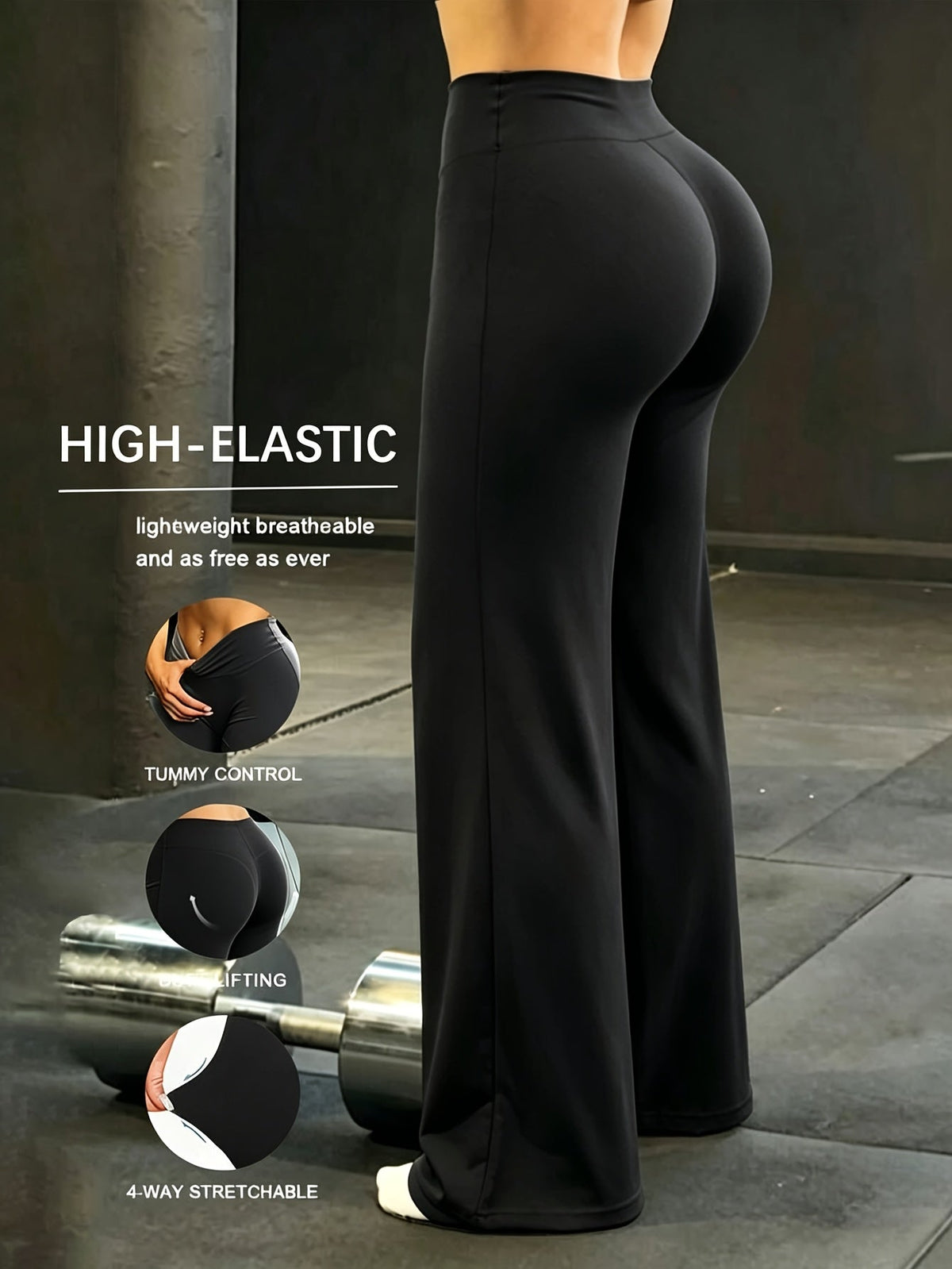 Pantalon large à taille haute pour femme, séchage rapide, coupe ample, taille élastique - Pantalon long décontracté style français pour le printemps et l'été, S-XL