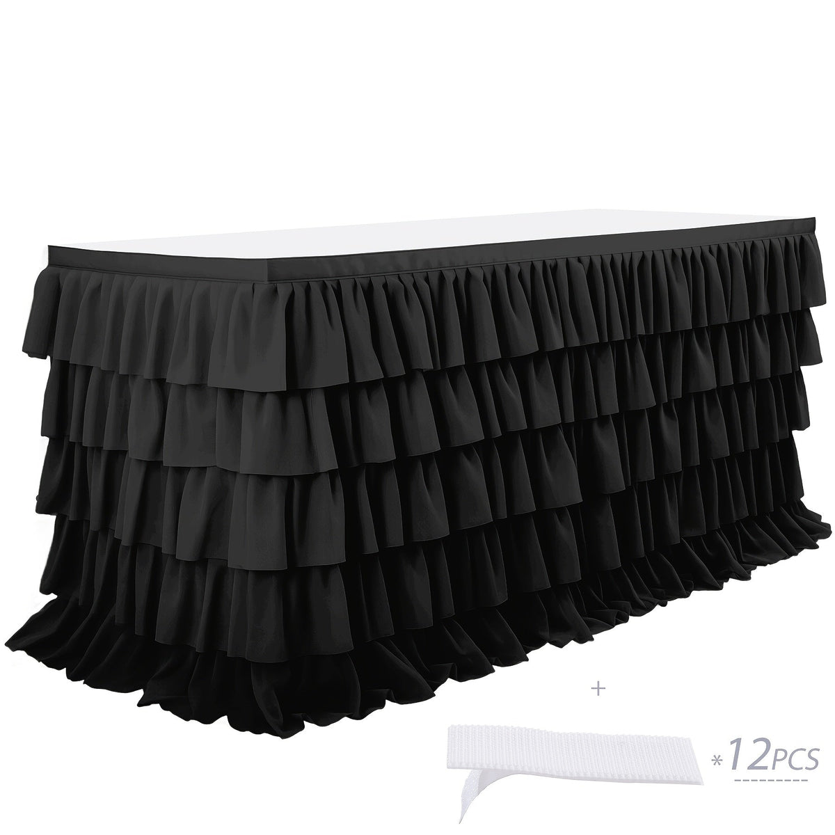 6ft Tulle Tutu Table Skirt β Chiffon Ruffle Table Skirting for Birthday Party, Wedding, Bridal Shower, Girls Party & Holiday Decor β Easy Hook & Loop Install, 12 Colors (72"L x 30"H)