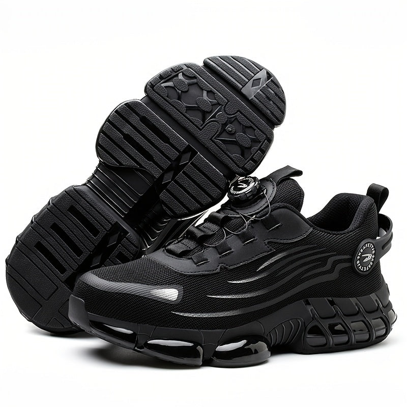 Chaussures de sécurité à embout en acier pour hommes, antidérapantes, respirantes, baskets à embout composite, bottes de travail de construction résistantes à l'abrasion, noir/gris foncé, US 6-11